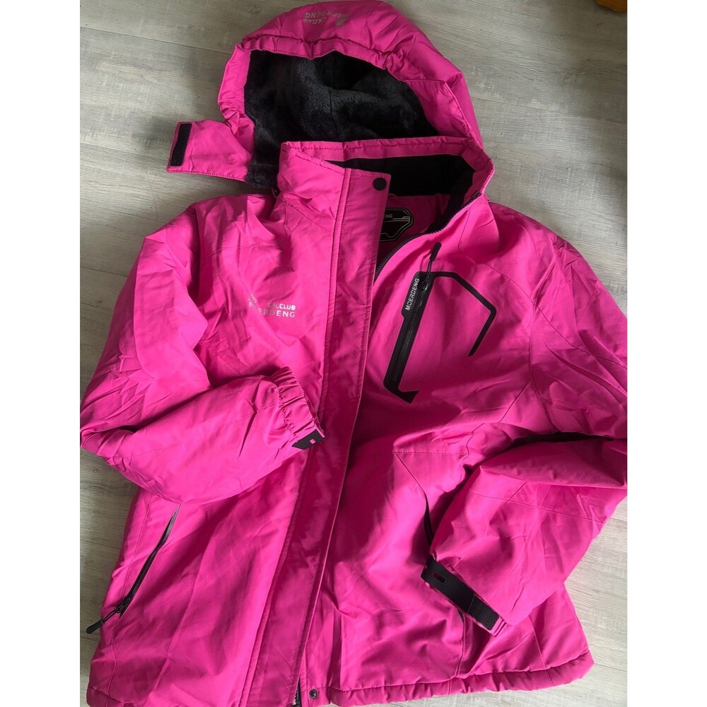 MOERDENG C.H.Club Women's L Pink Ski Snow Jacket Fleece Lined Winter